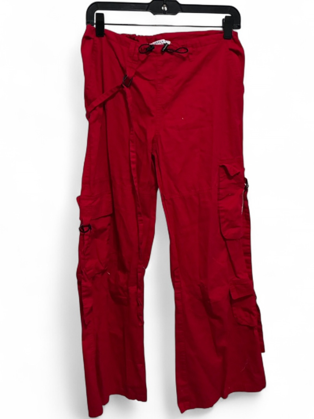 Angel Kiss Red Cargo Baggy Pants with Strap Details